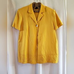 Cynthia Howie for Maggy Boutique Women's Linen Blend Jacket Size 14 Embroidered